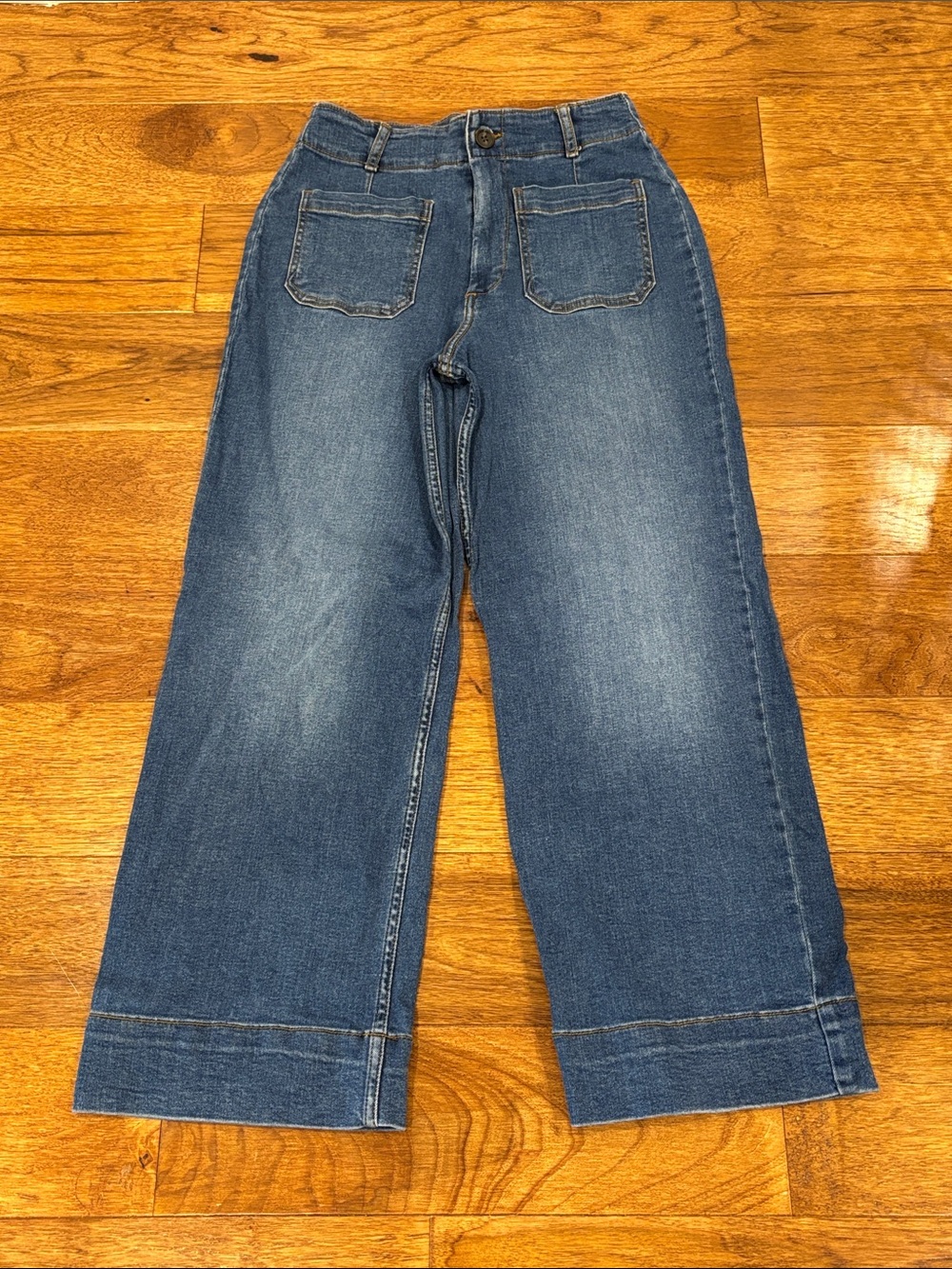 BAGATELLE Jeans Women’s 27 Blue Patch Pockets Wide Leg Crop High Rise Sailor